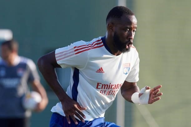 Moussa Dembele of Olympique Lyonnais during the warm-up before the pre-season friendly match between Olympique Lyonnais and Villarreal CF at Pinatar...