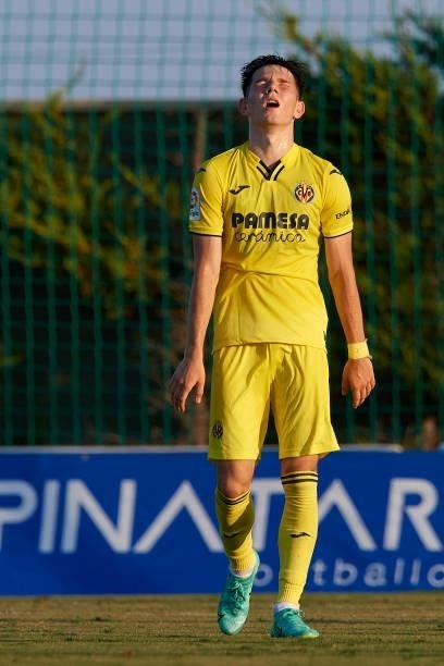 Nikita Losifov of Villarreal reacts during the pre-season friendly match between Olympique Lyonnais and Villarreal CF at Pinatar Arena on July 21,...