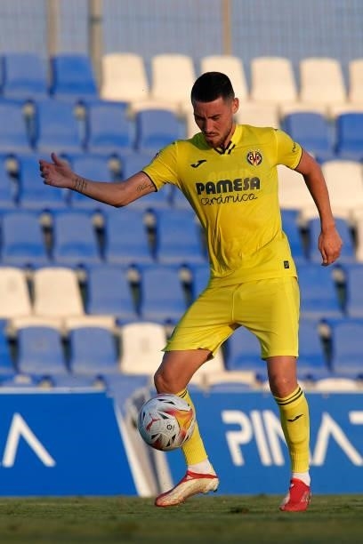 Moi Gomez of Villarreal controls the ball during the pre-season friendly match between Olympique Lyonnais and Villarreal CF at Pinatar Arena on July...