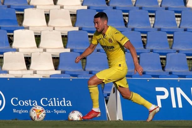 Moi Gomez of Villarreal runs with the ball during the pre-season friendly match between Olympique Lyonnais and Villarreal CF at Pinatar Arena on July...