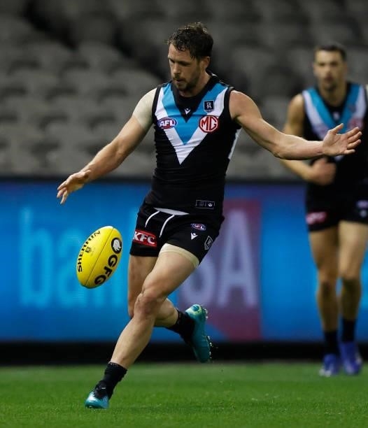 Travis Boak of the Power in action during the 2021 AFL Round 19 match between the Port Adelaide Power and the Collingwood Magpies at Marvel Stadium...