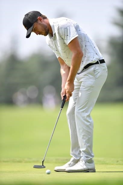 Ugo Coussaud of France plays his tee shot on the 10th hole during the Day Two of Italian Challenge at Margara Golf Club on July 22, 2021 in Solero,...
