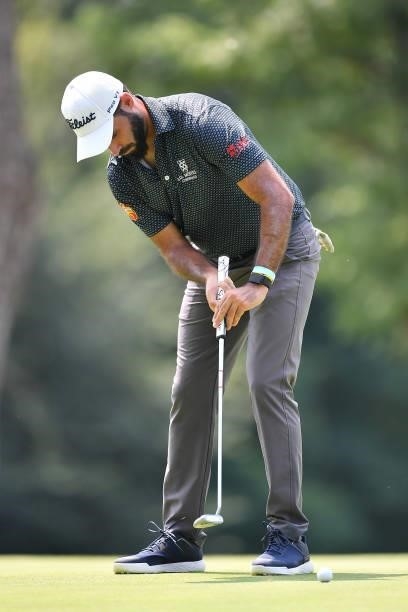 Santiago Tarrio of Spain plays his tee shot on the 10th hole during the Day Two of Italian Challenge at Margara Golf Club on July 23, 2021 in Solero,...
