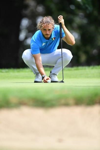 Gregorio De Leo of Italy prepares for a putt shot during the Day Two of Italian Challenge at Margara Golf Club on July 22, 2021 in Solero, Italy.