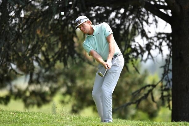 Alexander Knappe of Germany plays his tee shot on the 10th hole during the Day Two of Italian Challenge at Margara Golf Club on July 22, 2021 in...