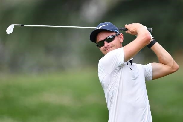Daan Huizing of The Netherlands plays his first shot on the 6th hole during the Day Two of Italian Challenge at Margara Golf Club on July 23, 2021 in...