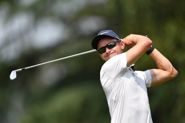 Daan Huizing of The Netherlands plays his first shot on the 6th hole during the Day Two of Italian Challenge at Margara Golf Club on July 23, 2021 in...
