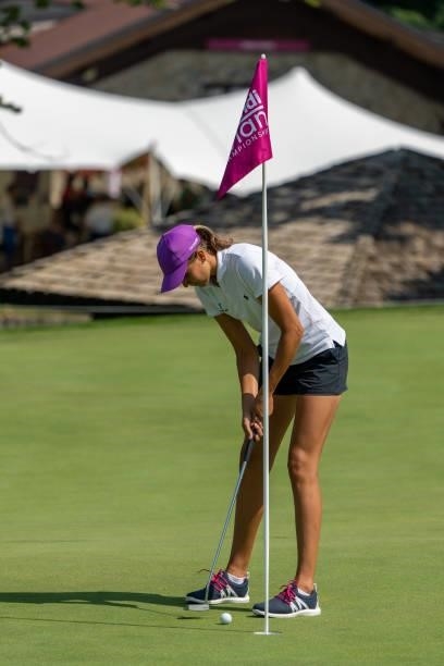 Pia Babnik of Slovenia putts during day two of the The Amundi Evian Championship at Evian Resort Golf Club on July 23, 2021 in Evian-les-Bains,...