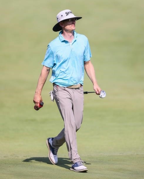 Mark Baldwin walks on the 9th hole during the second round of the Price Cutter Charity Championship presented by Dr. Pepper at Highland Spring...