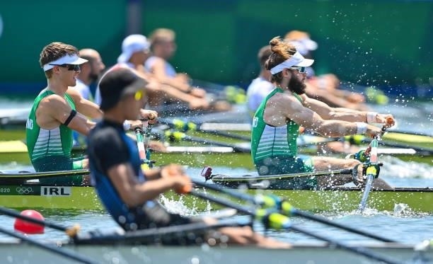 Tokyo , Japan - 24 July 2021; Fintan McCarthy, left, and Paul O'Donovan of Ireland in action during the heats of the Lightweight Men's Double Sculls...