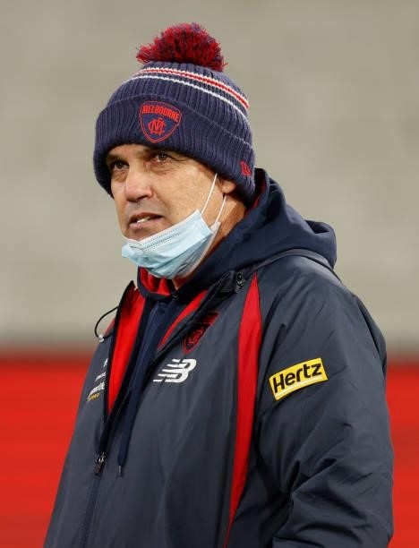 Mark Williams, Head of Development of the Demons looks on during the 2021 AFL Round 19 match between the Melbourne Demons and the Western Bulldogs at...