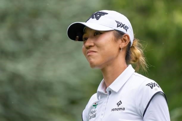 Lydia Ko of New Zealand looks on during day three of the The Amundi Evian Championship at Evian Resort Golf Club on July 24, 2021 in Evian-les-Bains,...