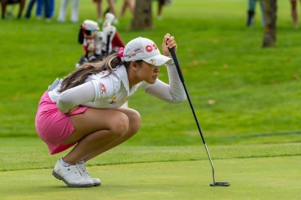 Pajaree Anannarukarn of Thailand looks on during day three of the The Amundi Evian Championship at Evian Resort Golf Club on July 24, 2021 in...
