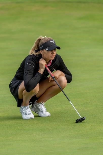Olivia Cowan of Germany looks on during day three of the The Amundi Evian Championship at Evian Resort Golf Club on July 24, 2021 in Evian-les-Bains,...