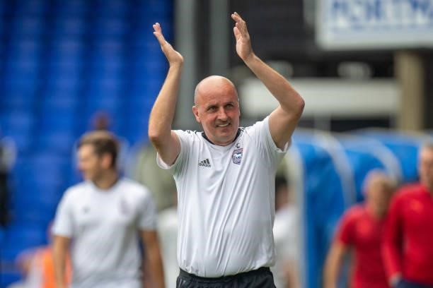 Manager Paul Cook of Ipswich Town during the Pre-Season Friendly between Ipswich Town and Crystal Palace at Portman Road on July 24, 2021 in Ipswich,...