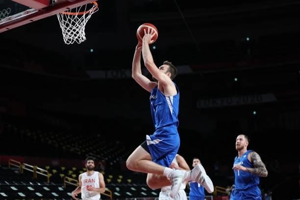 Czech Republic's David Jelinek goes to the basket in the men's preliminary round group A basketball match between Iran and Czech Republic during the...