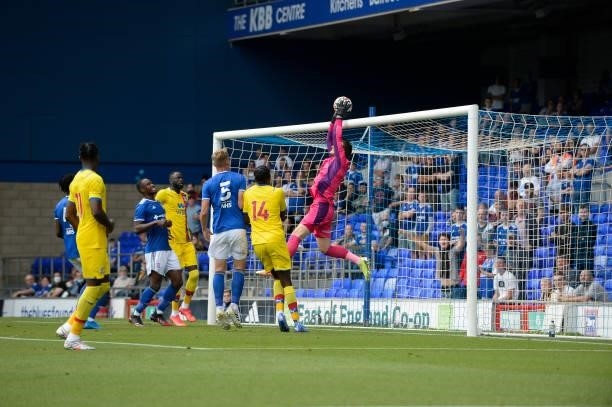 Ipswichs Vaclav Hladky collects the ball in the air during the Pre-season Friendly match between Ipswich Town and Crystal Palace at Portman Road,...