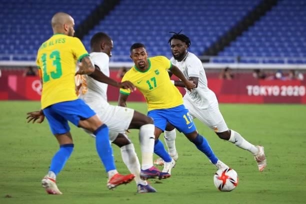 Brazil's forward Malcom Filipe controls the ball during the Tokyo 2020 Olympic Games men's group D first round football match between Brazil and...