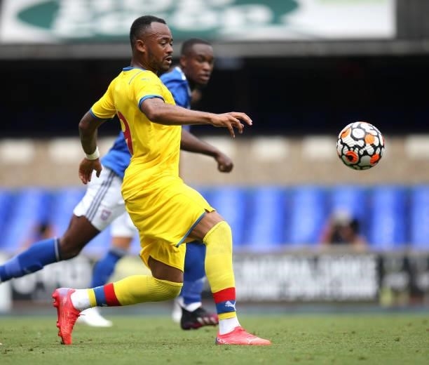 Jordan Ayew of Crystal Palace during the Ipswich Town v Crystal Palace Pre-Season Friendly match at Portman Road on July 24, 2021 in Ipswich, England.