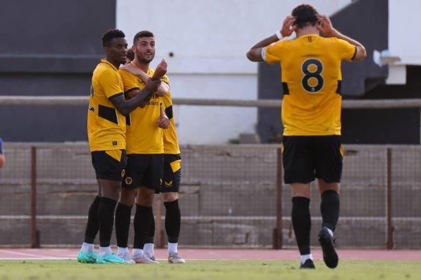 Patrick Cutrone of Wolverhampton Wanderes FC celebrate a goal during the pre-season friendly match between Real Betis and Wolverhampton at La Linea...
