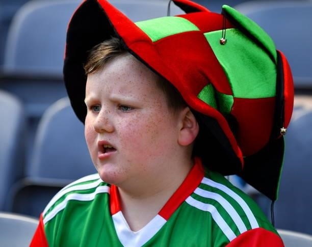 Dublin , Ireland - 25 July 2021; Eight year old Cullen O'Reilly, from Kiltimagh, Co Mayo, watches the final minutes of the Connacht GAA Senior...