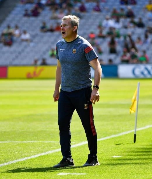 Dublin , Ireland - 25 July 2021; Mayo manager James Horan near the end of the Connacht GAA Senior Football Championship Final match between Galway...