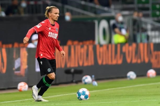 Niklas Hult of Hannover 96 controls the ball during the Second Bundesliga match between SV Werder Bremen and Hannover 96 at Wohninvest Weserstadion...