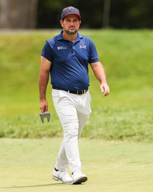 Roberto Diaz of Mexico looks on from the 8th green during the final round of the Price Cutter Charity Championship presented by Dr. Pepper at...