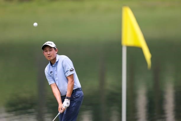 Dylan Wu plays his shot from the 8th green during the final round of the Price Cutter Charity Championship presented by Dr. Pepper at Highland Spring...