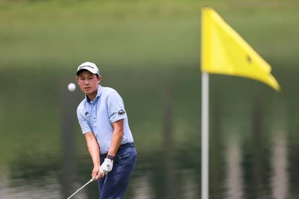 Dylan Wu plays his shot from the 8th green during the final round of the Price Cutter Charity Championship presented by Dr. Pepper at Highland Spring...