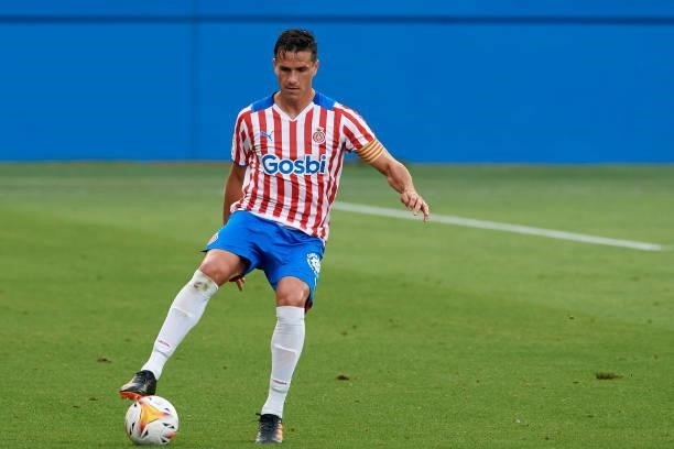 Bernardo Espinosa of Girona runs with the ball during the pre-season friendly match between FC Barcelona and Girona FC at Estadi Johan Cruyff on July...