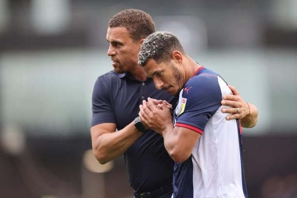 Valerien Ismael the head coach / manager of West Bromwich Albion and Jake Livermore during the Pre-Season Friendly between Watford and West Bromwich...