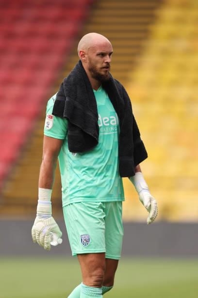 David Button of West Bromwich Albion during the Pre-Season Friendly between Watford and West Bromwich Albion at Vicarage Road on July 24, 2021 in...