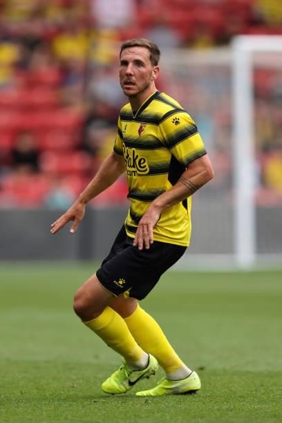 Dan Gosling of Watford during the Pre-Season Friendly between Watford and West Bromwich Albion at Vicarage Road on July 24, 2021 in Watford, England.