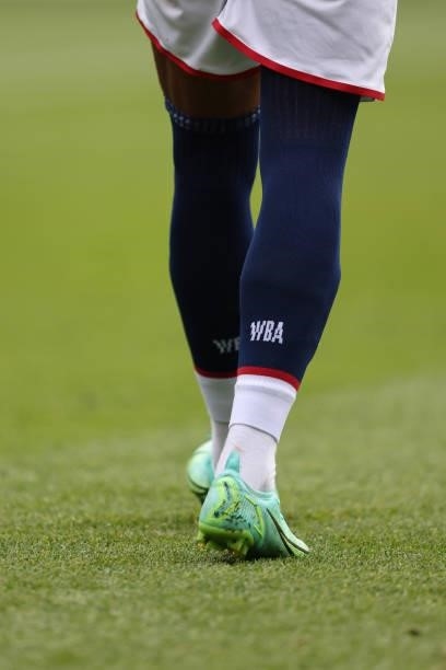 Detailed view of WBA socks during the Pre-Season Friendly between Watford and West Bromwich Albion at Vicarage Road on July 24, 2021 in Watford,...