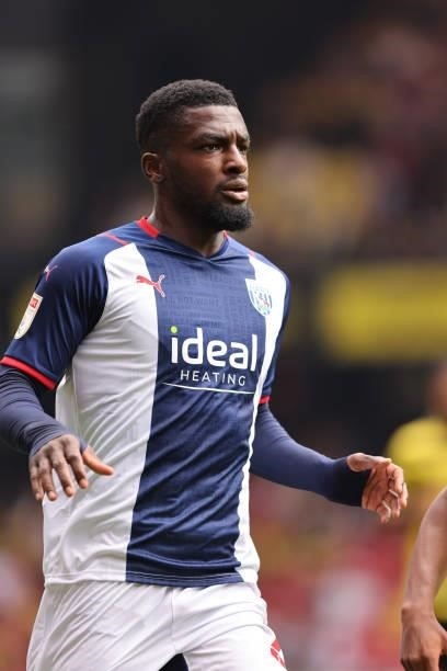 Cedric Kipre of West Bromwich Albion during the Pre-Season Friendly between Watford and West Bromwich Albion at Vicarage Road on July 24, 2021 in...