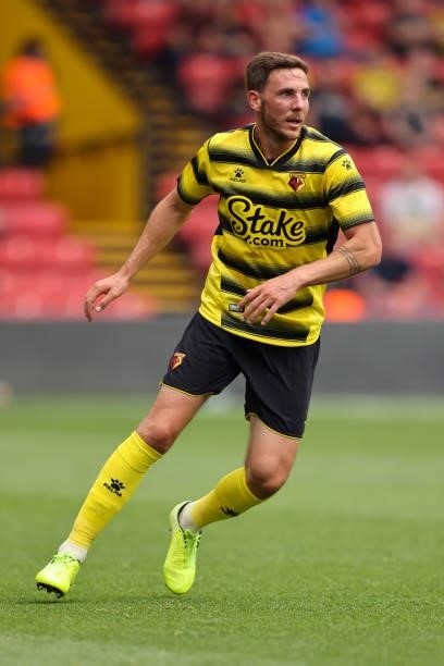 Dan Gosling of Watford during the Pre-Season Friendly between Watford and West Bromwich Albion at Vicarage Road on July 24, 2021 in Watford, England.