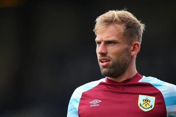 Charlie Taylor of Burnley during the Pre Season Friendly match between Oldham Athletic and Burnley at Boundary Park on July 24, 2021 in Oldham,...