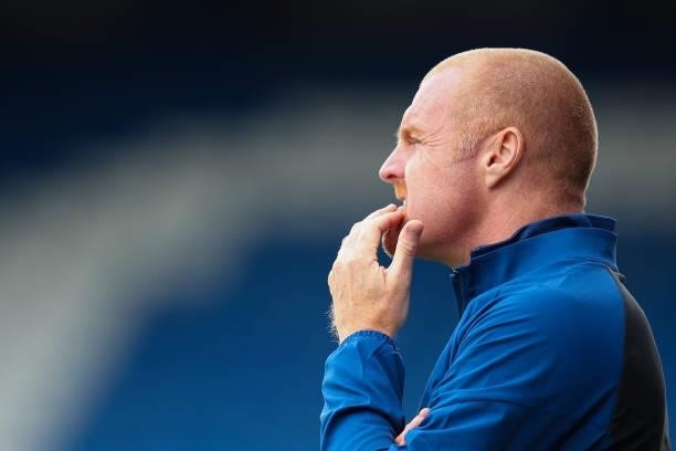 Sean Dyche the head coach / manager of Burnley reacts during the Pre Season Friendly match between Oldham Athletic and Burnley at Boundary Park on...
