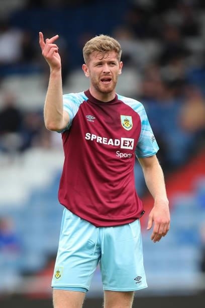 Nathan Collins of Burnley during the Pre Season Friendly match between Oldham Athletic and Burnley at Boundary Park on July 24, 2021 in Oldham,...