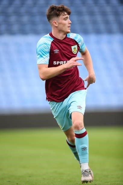 Lewis Richardson of Burnley during the Pre Season Friendly match between Oldham Athletic and Burnley at Boundary Park on July 24, 2021 in Oldham,...