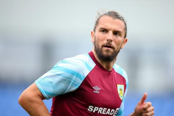Jay Rodriguez of Burnley the Pre Season Friendly match between Oldham Athletic and Burnley at Boundary Park on July 24, 2021 in Oldham, England.
