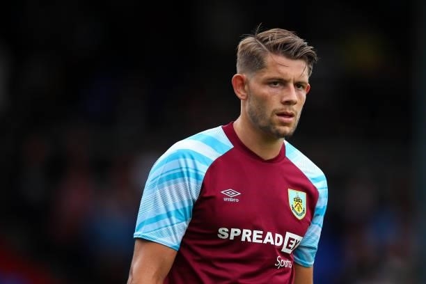 James Tarkowski of Burnley during the Pre Season Friendly match between Oldham Athletic and Burnley at Boundary Park on July 24, 2021 in Oldham,...