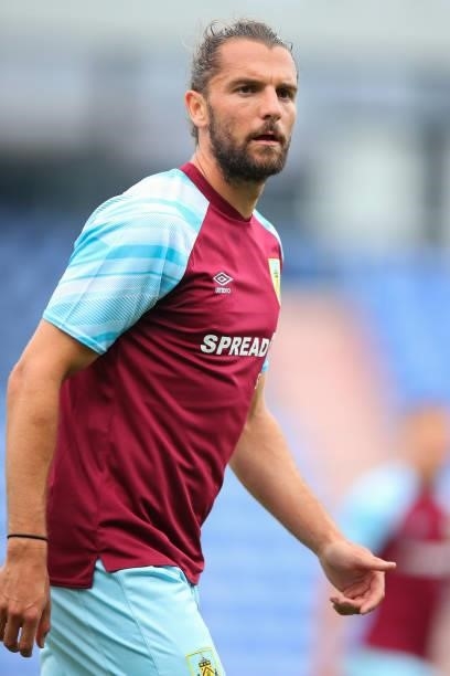 Jay Rodriguez of Burnley the Pre Season Friendly match between Oldham Athletic and Burnley at Boundary Park on July 24, 2021 in Oldham, England.