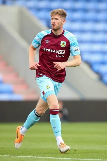Nathan Collins of Burnley during the Pre Season Friendly match between Oldham Athletic and Burnley at Boundary Park on July 24, 2021 in Oldham,...