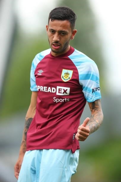 Dwight McNeil of Burnley during the Pre Season Friendly match between Oldham Athletic and Burnley at Boundary Park on July 24, 2021 in Oldham,...
