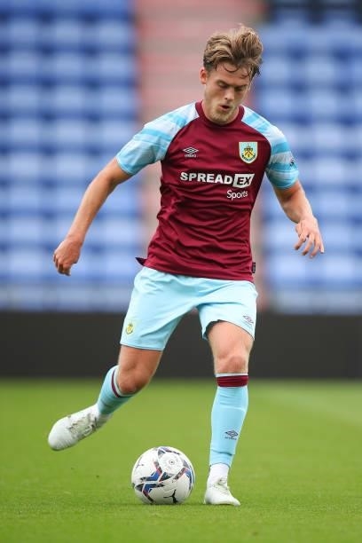 Josh Benson of Burnley during the Pre Season Friendly match between Oldham Athletic and Burnley at Boundary Park on July 24, 2021 in Oldham, England.