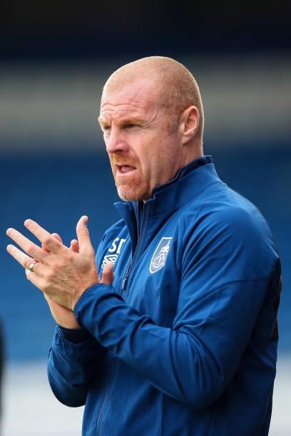 Sean Dyche the head coach / manager of Burnley applauds during the Pre Season Friendly match between Oldham Athletic and Burnley at Boundary Park on...