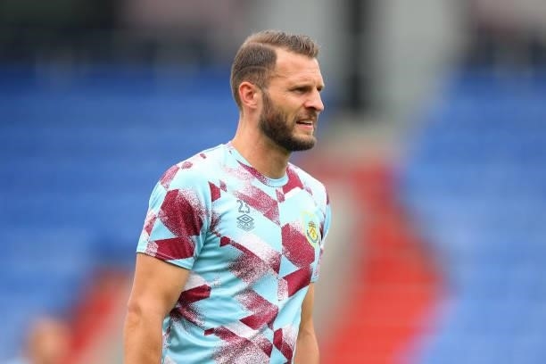 Erik Pieters of Burnley during the Pre Season Friendly match between Oldham Athletic and Burnley at Boundary Park on July 24, 2021 in Oldham, England.