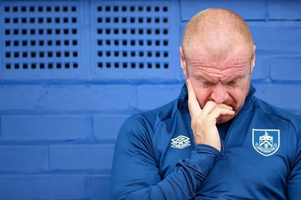 Sean Dyche the head coach / manager of Burnley on his mobile phone during the Pre Season Friendly match between Oldham Athletic and Burnley at...